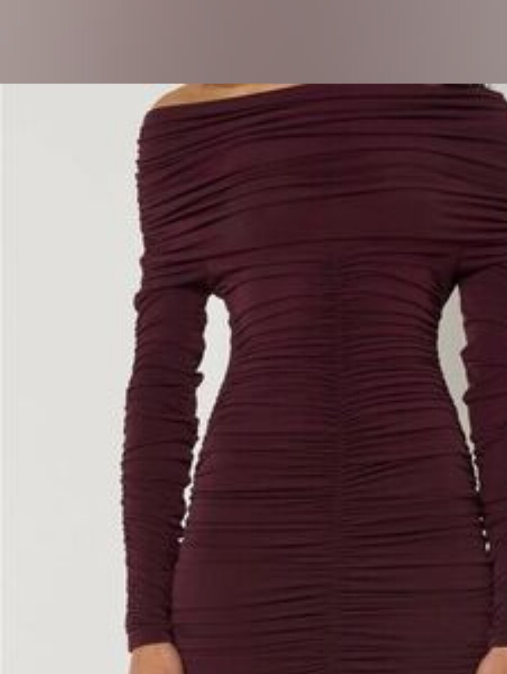 NWT Khy Off-Shoulder Ruched Bodycon Dress in Black Cherry